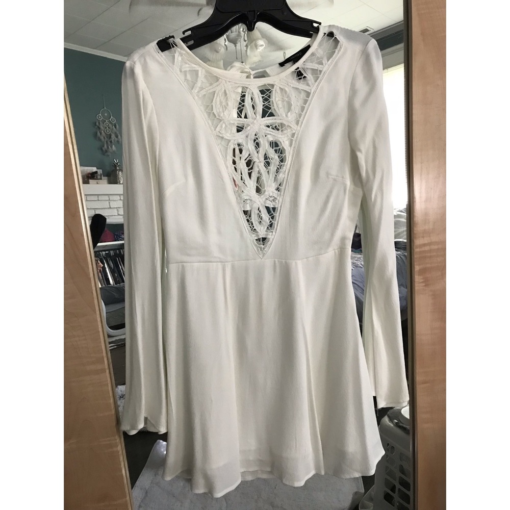 White lace front dress
